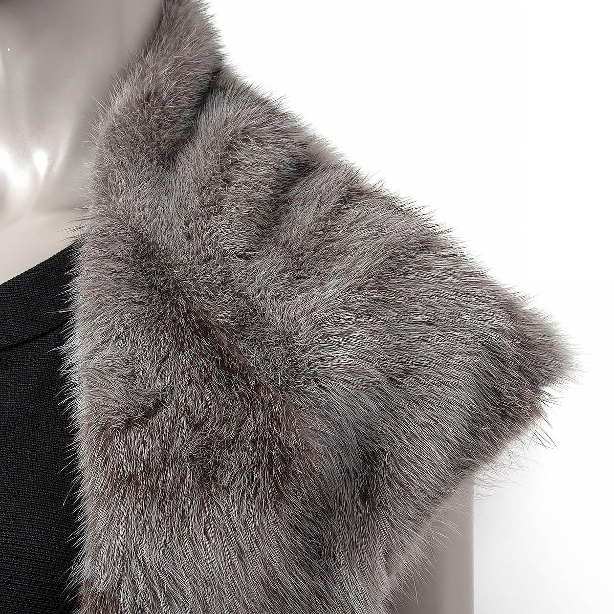 ERMANNO SCERVINO grey MINK FUR STOLE Shawl Scarf 1