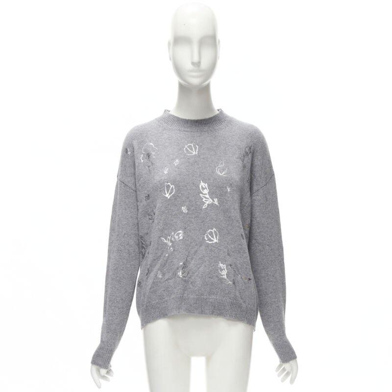 ERMANNO SCERVINO Grauer Pullover mit Metallic-Blumendruck IT40 S im Angebot 6