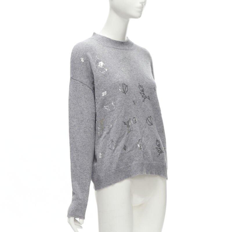 ERMANNO SCERVINO Grauer Pullover mit Metallic-Blumendruck IT40 S im Zustand „Hervorragend“ im Angebot in Hong Kong, NT