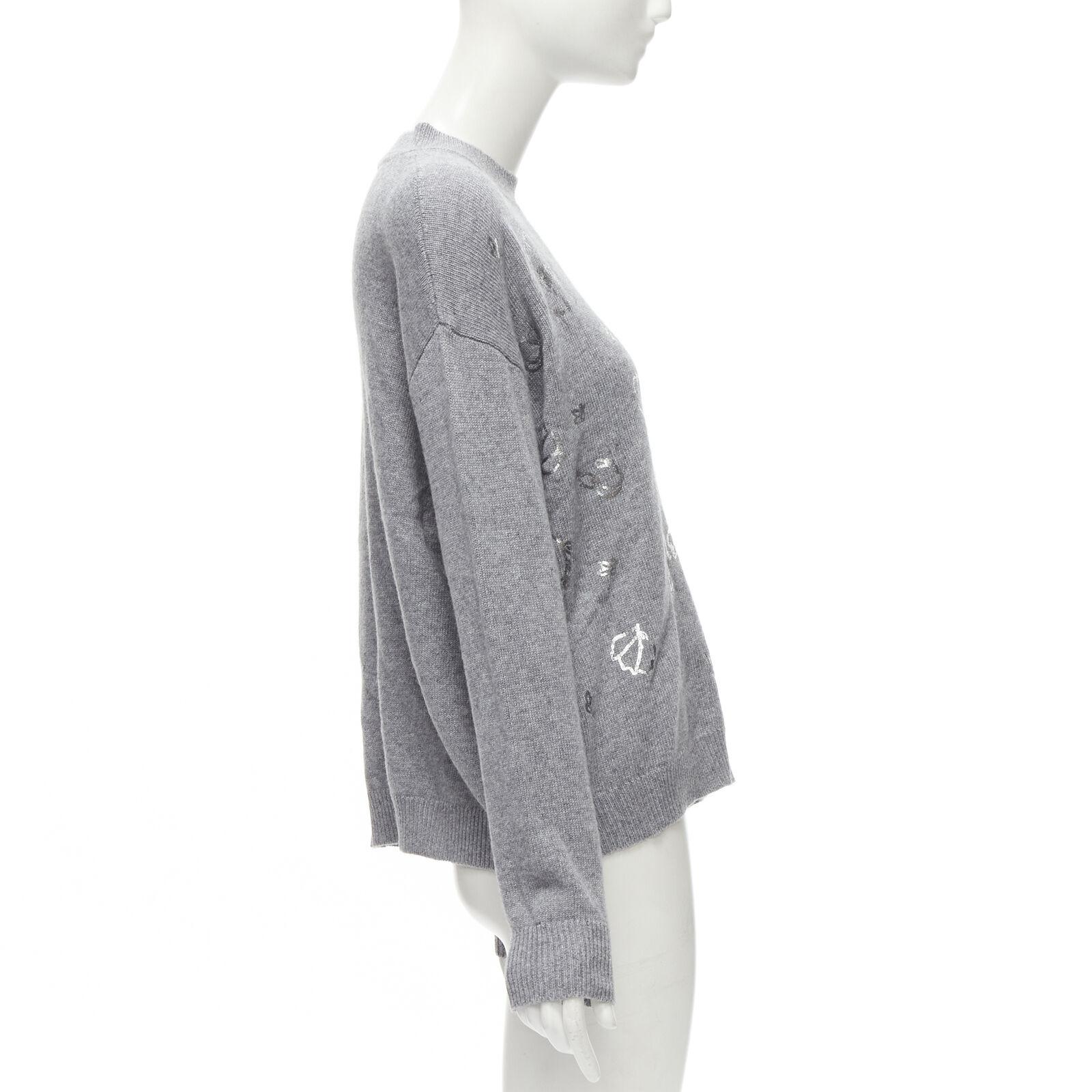 ERMANNO SCERVINO grey pullover metallic floral print IT40 S In Excellent Condition For Sale In Hong Kong, NT