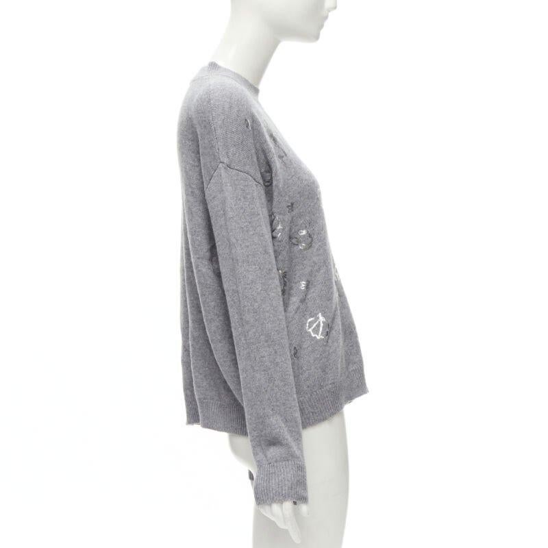 ERMANNO SCERVINO Grauer Pullover mit Metallic-Blumendruck IT40 S Damen im Angebot