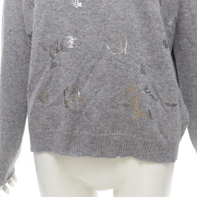 ERMANNO SCERVINO Grauer Pullover mit Metallic-Blumendruck IT40 S im Angebot 3