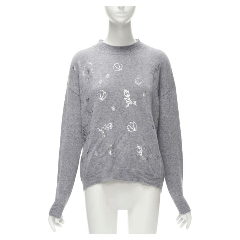 ERMANNO SCERVINO grey pullover metallic floral print IT40 S For Sale
