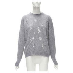 ERMANNO SCERVINO Grauer Pullover mit Metallic-Blumendruck IT40 S