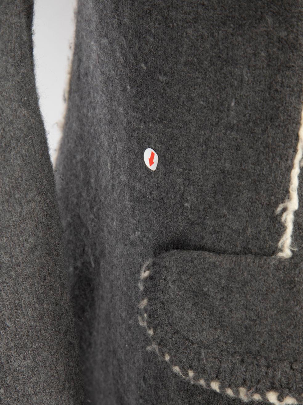 Ermanno Scervino Grey Wool Crochet Detail Coat Size S 1