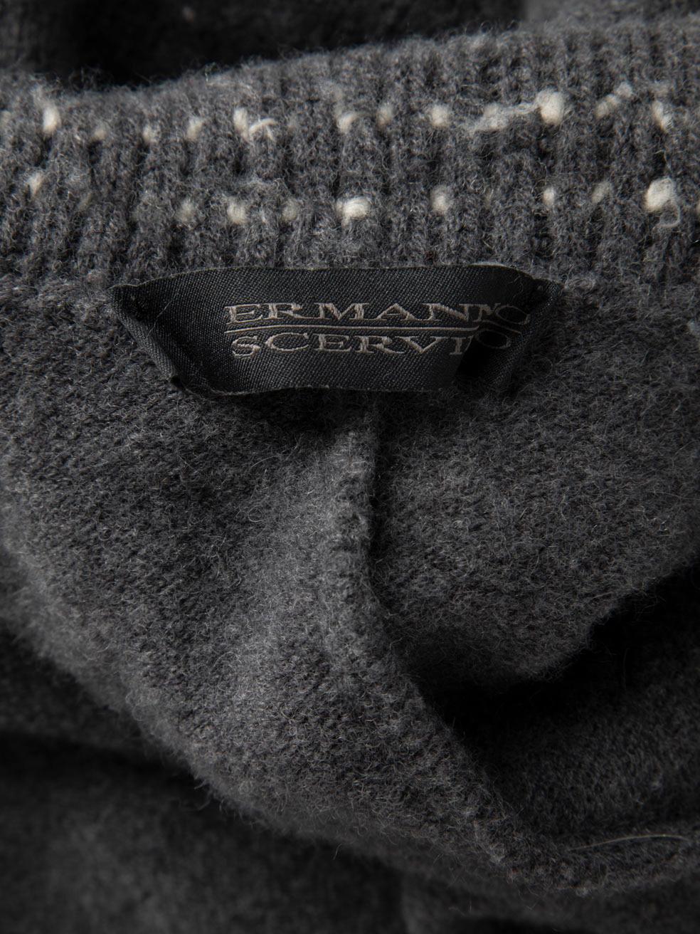 Ermanno Scervino Grey Wool Crochet Detail Coat Size S 3