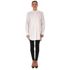 Ermanno Scervino Guipure Lace Embellished Longline Cotton Shirt