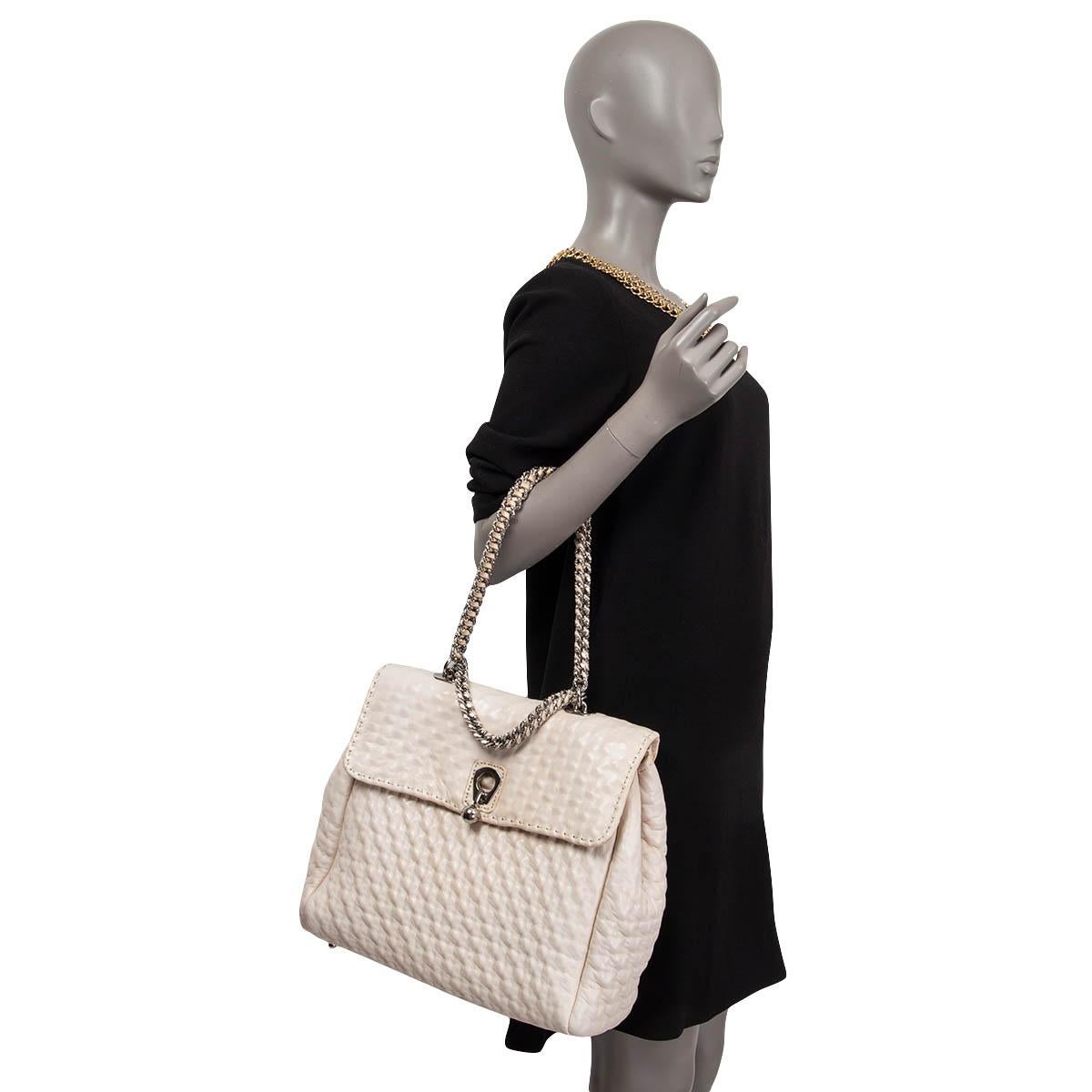 Women's ERMANNO SCERVINO ivory leather FAUBOURG LARGE Shoulder Bag For Sale