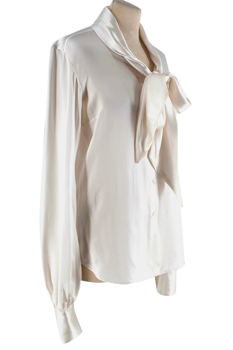 Ermanno Scervino Ivory Silk blend Pussybow Blouse US4 For Sale at 1stDibs