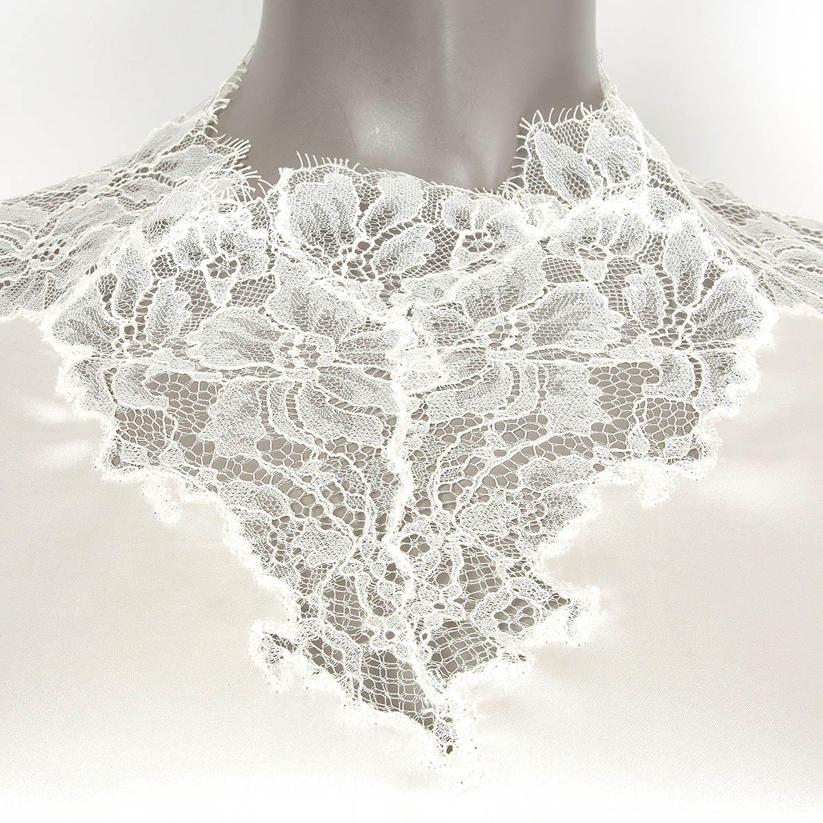 Women's ERMANNO SCERVINO ivory silk LACE DETAIL SATIN Blouse Shirt 46 XL For Sale