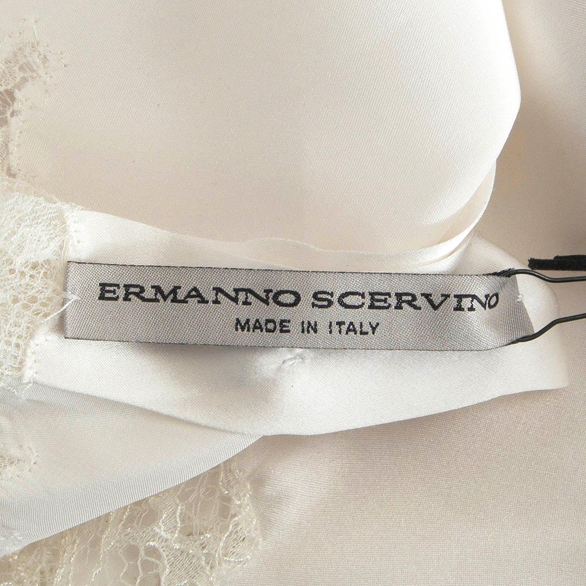ERMANNO SCERVINO ivory silk LACE DETAIL SATIN Blouse Shirt 46 XL For Sale 3