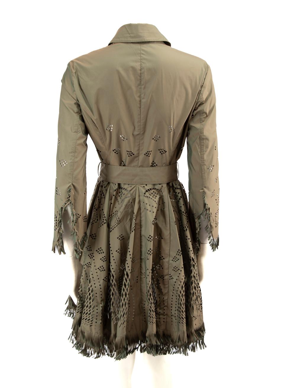 Marrone Ermanno Scervino Khaki Cut Out Detail Coat Dress Taglia M in vendita