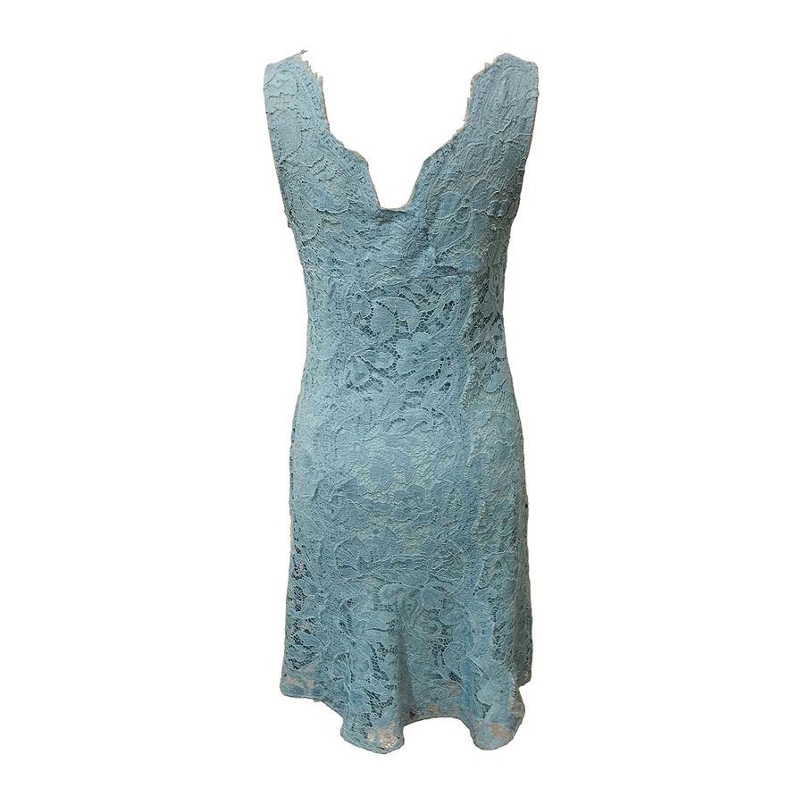 Fabric tag cut Lace Azure color Sleeveless With undervest Shoulder/hem cm 92 (36,22 inches)