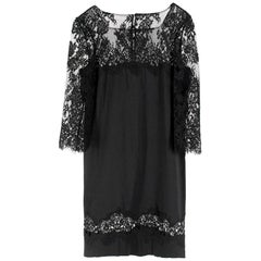 Ermanno Scervino lace-panelled black satin dress IT 44