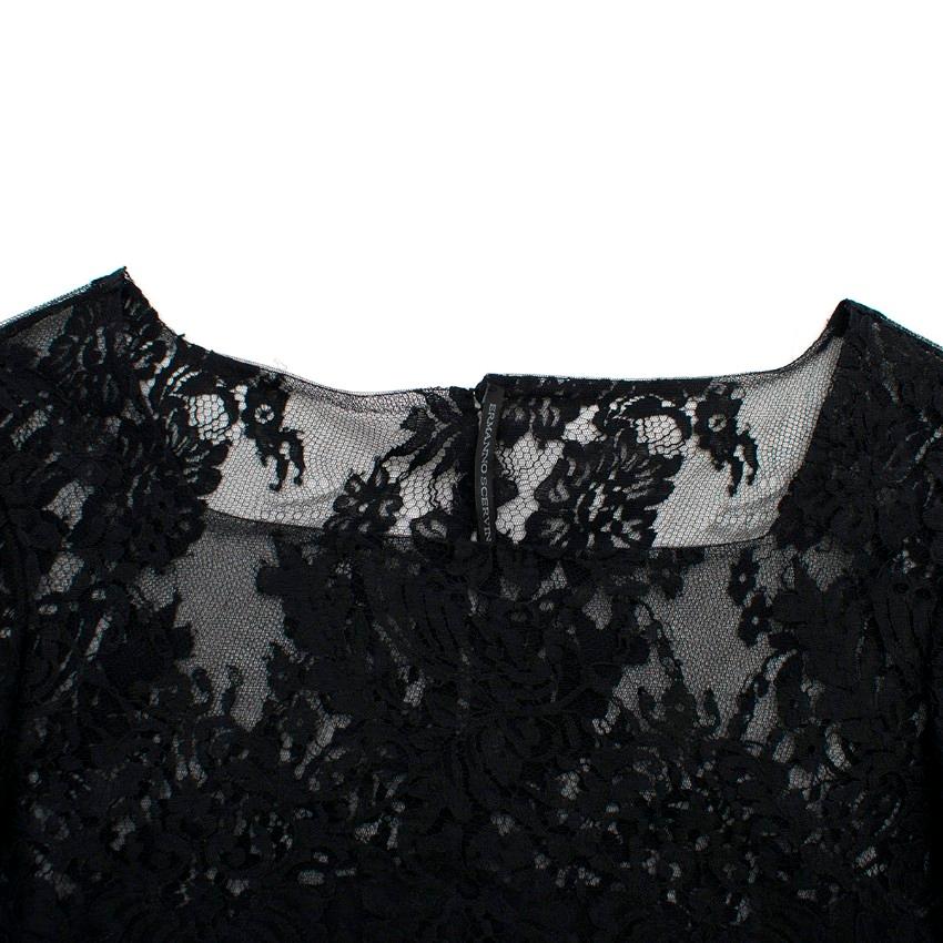 Women's Ermanno Scervino lace-panelled black satin dress US 8 For Sale