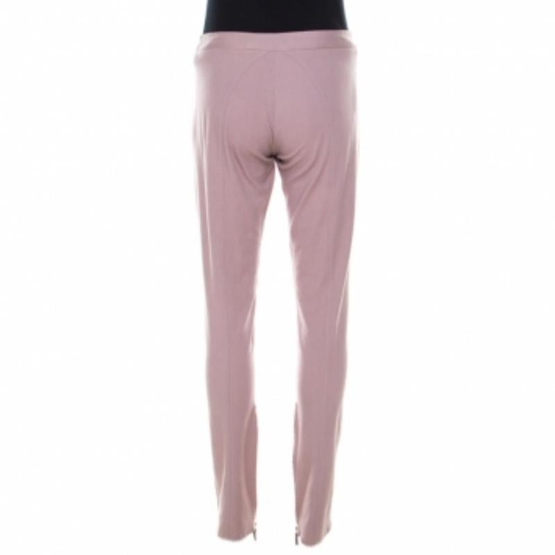 Ermanno Scervino Lavender Cotton Stretch Tapered Trousers M (Braun) im Angebot