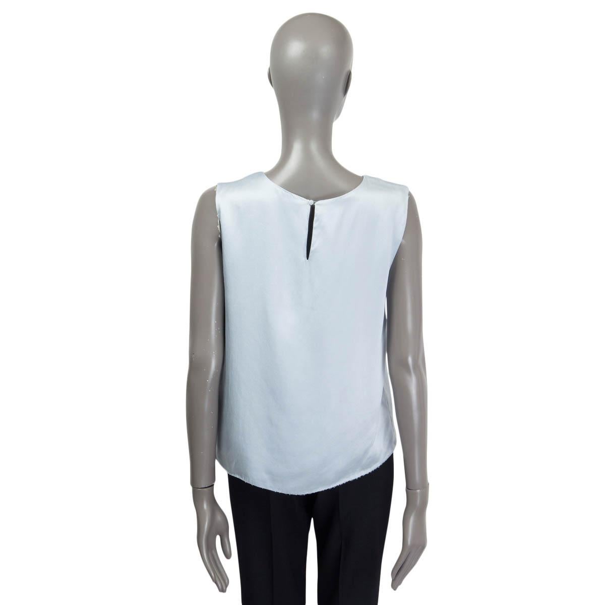 Gray ERMANNO SCERVINO light blue silk Sleeveless Tank Top Shirt 46 XL For Sale