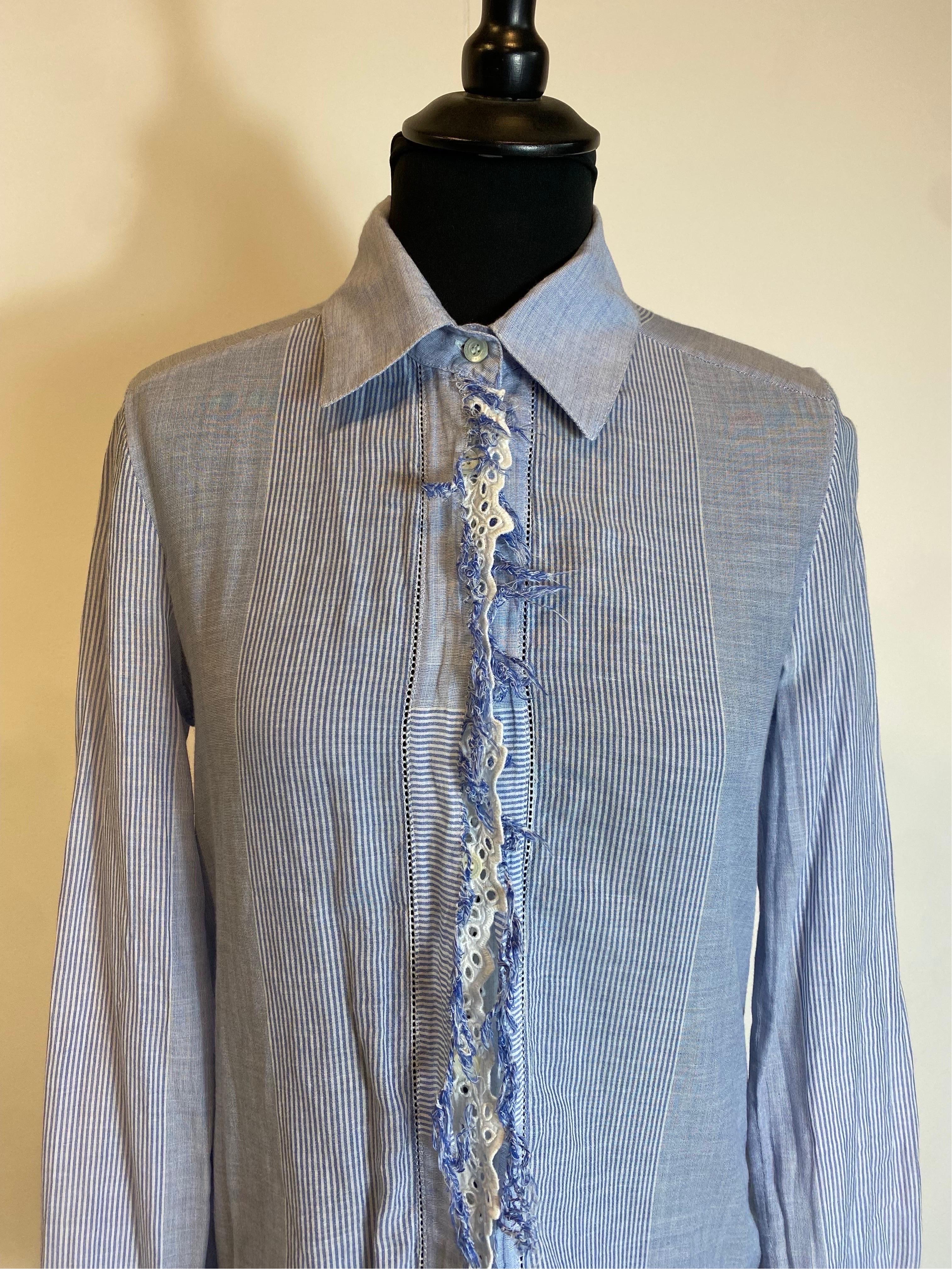 Ermanno Scervino light blue stripes Beachwear Shirt In Excellent Condition For Sale In Carnate, IT