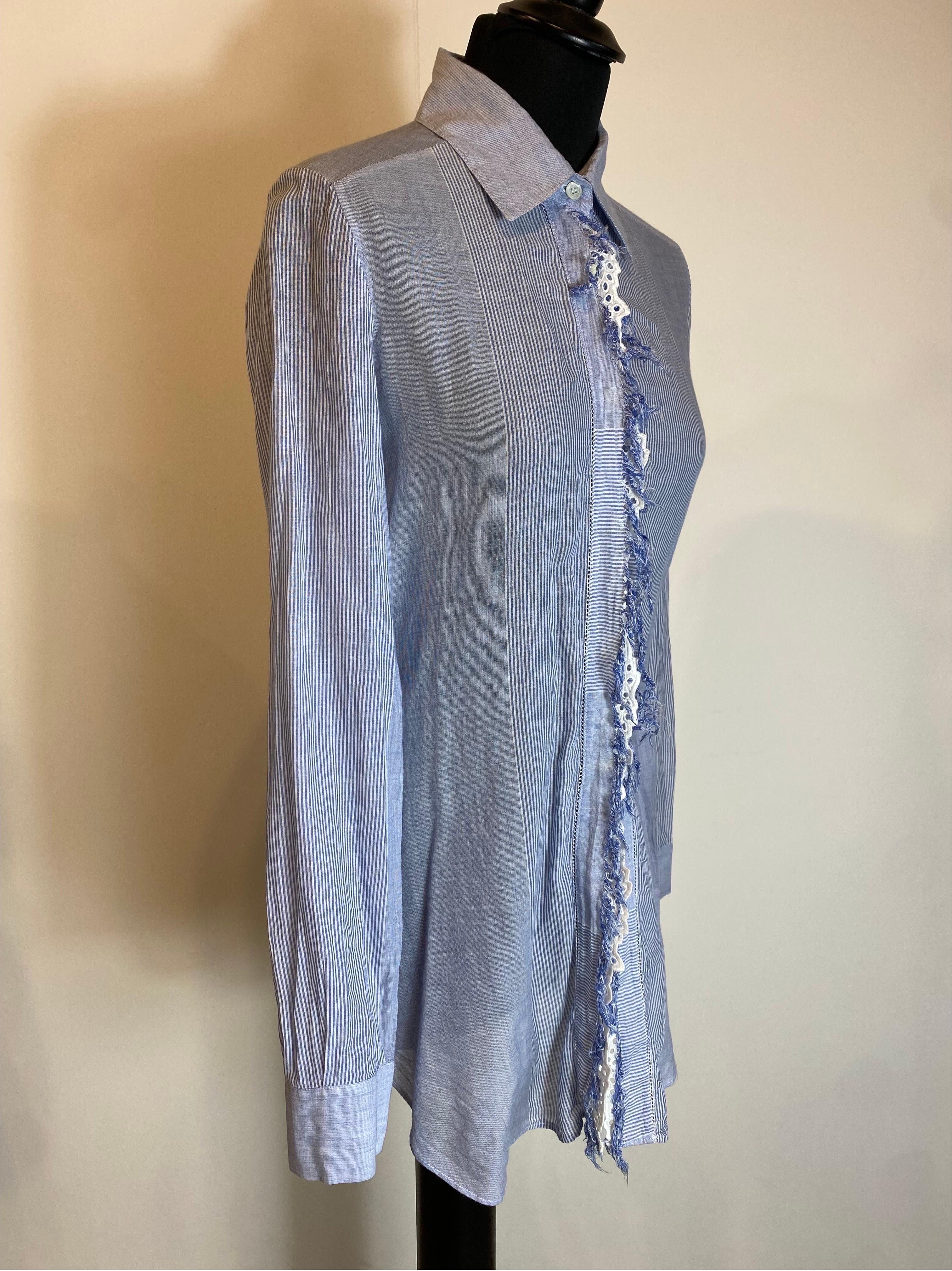 Women's or Men's Ermanno Scervino light blue stripes Beachwear Shirt For Sale