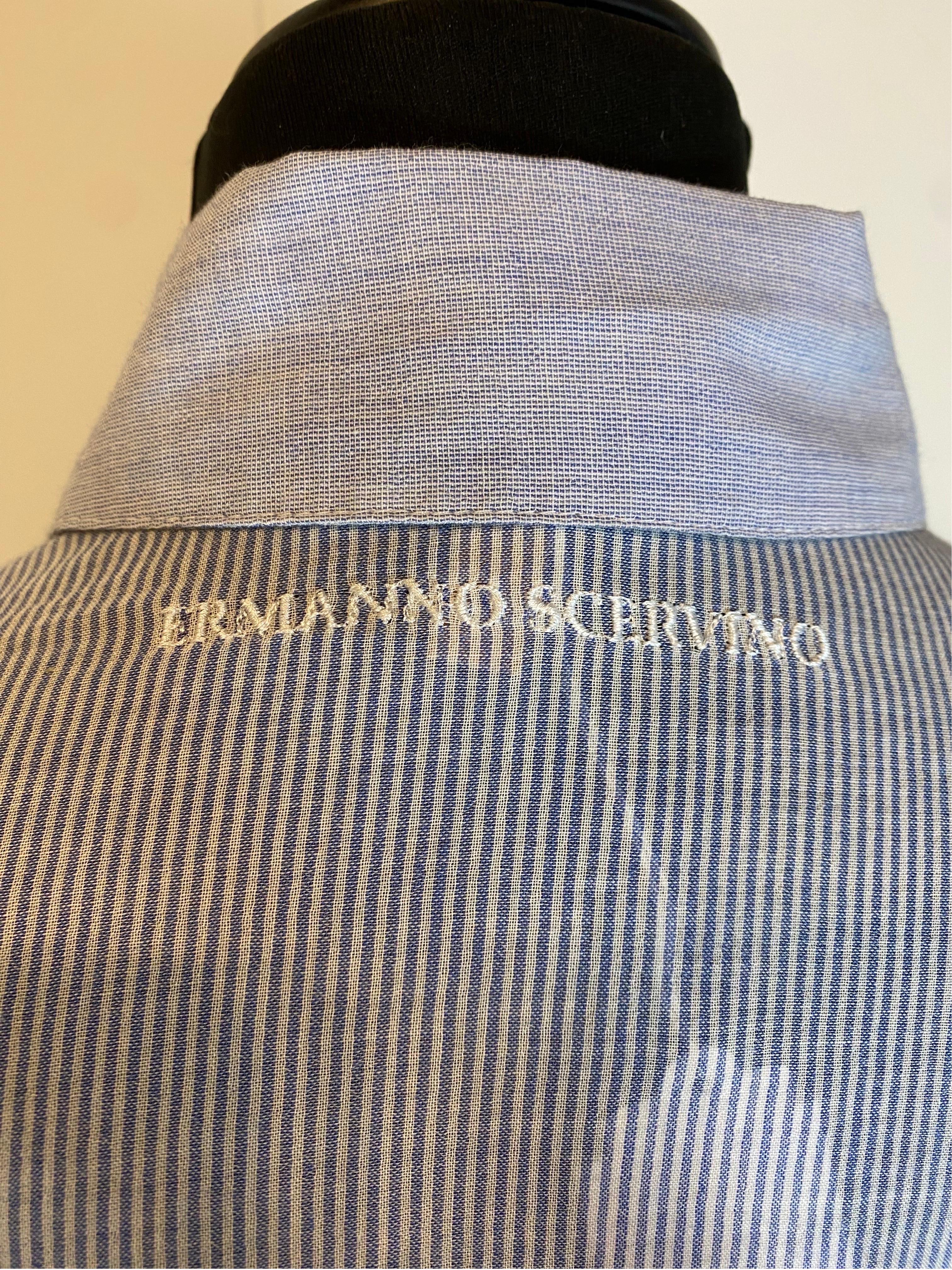 Ermanno Scervino light blue stripes Beachwear Shirt For Sale 2