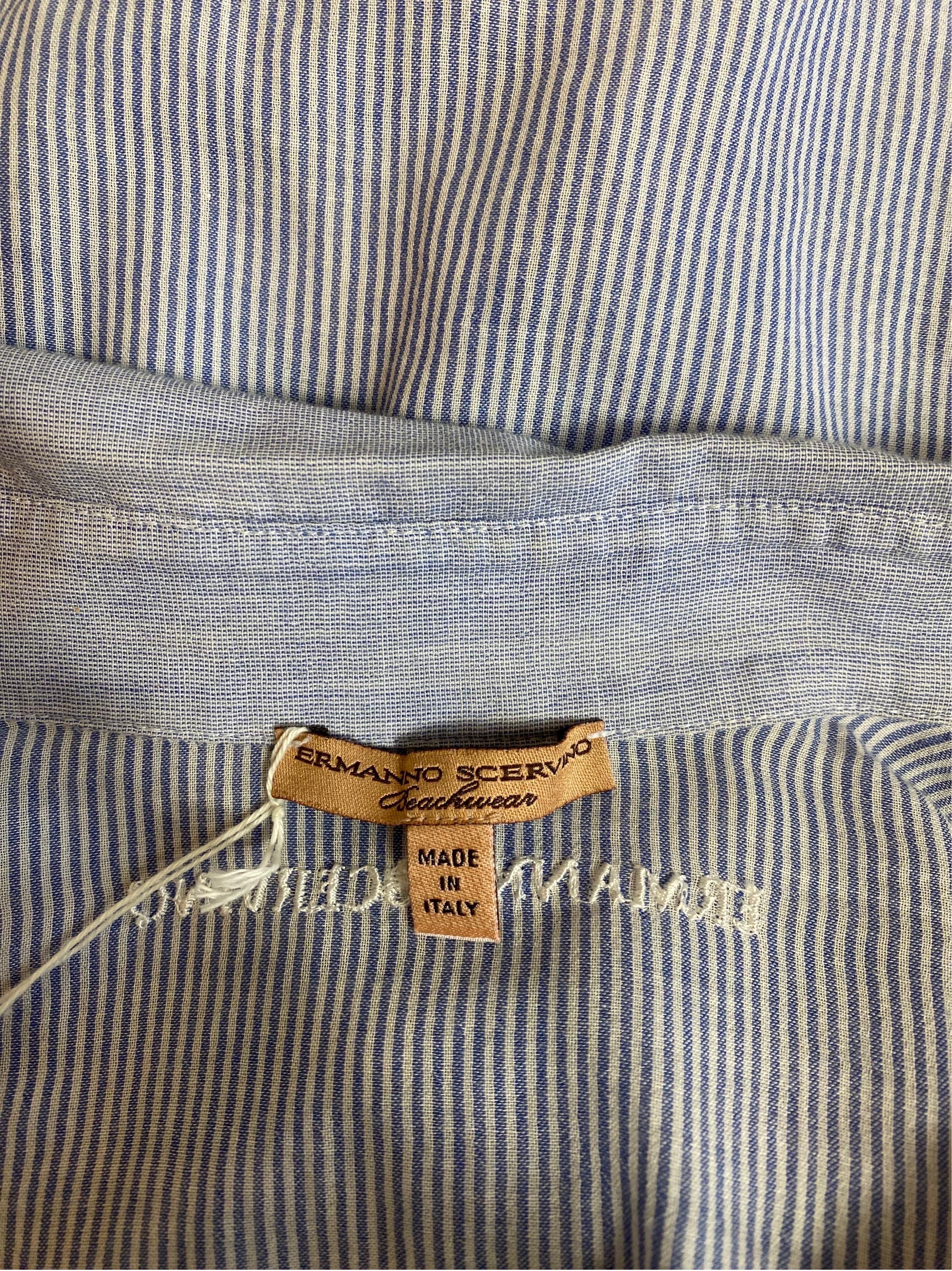 Ermanno Scervino light blue stripes Beachwear Shirt For Sale 3