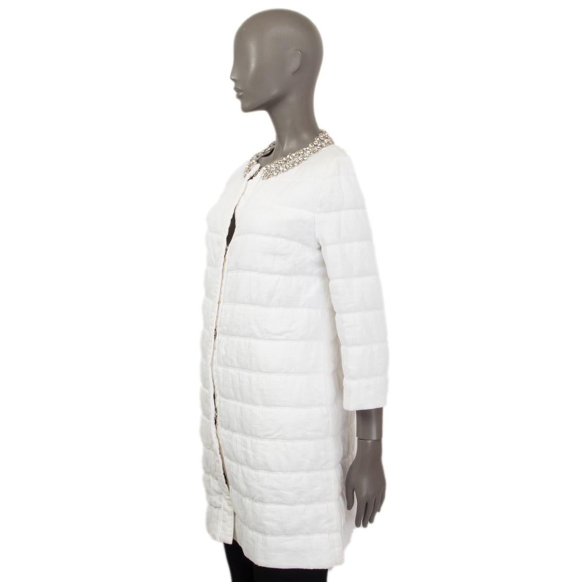 Gray ERMANNO SCERVINO linen Crystal Collar Jacket Coat 40 S For Sale