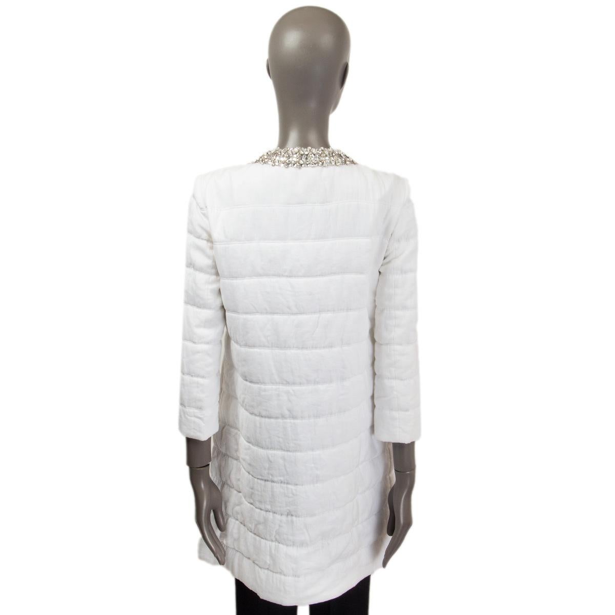 ERMANNO SCERVINO linen Crystal Collar Jacket Coat 40 S In New Condition For Sale In Zürich, CH