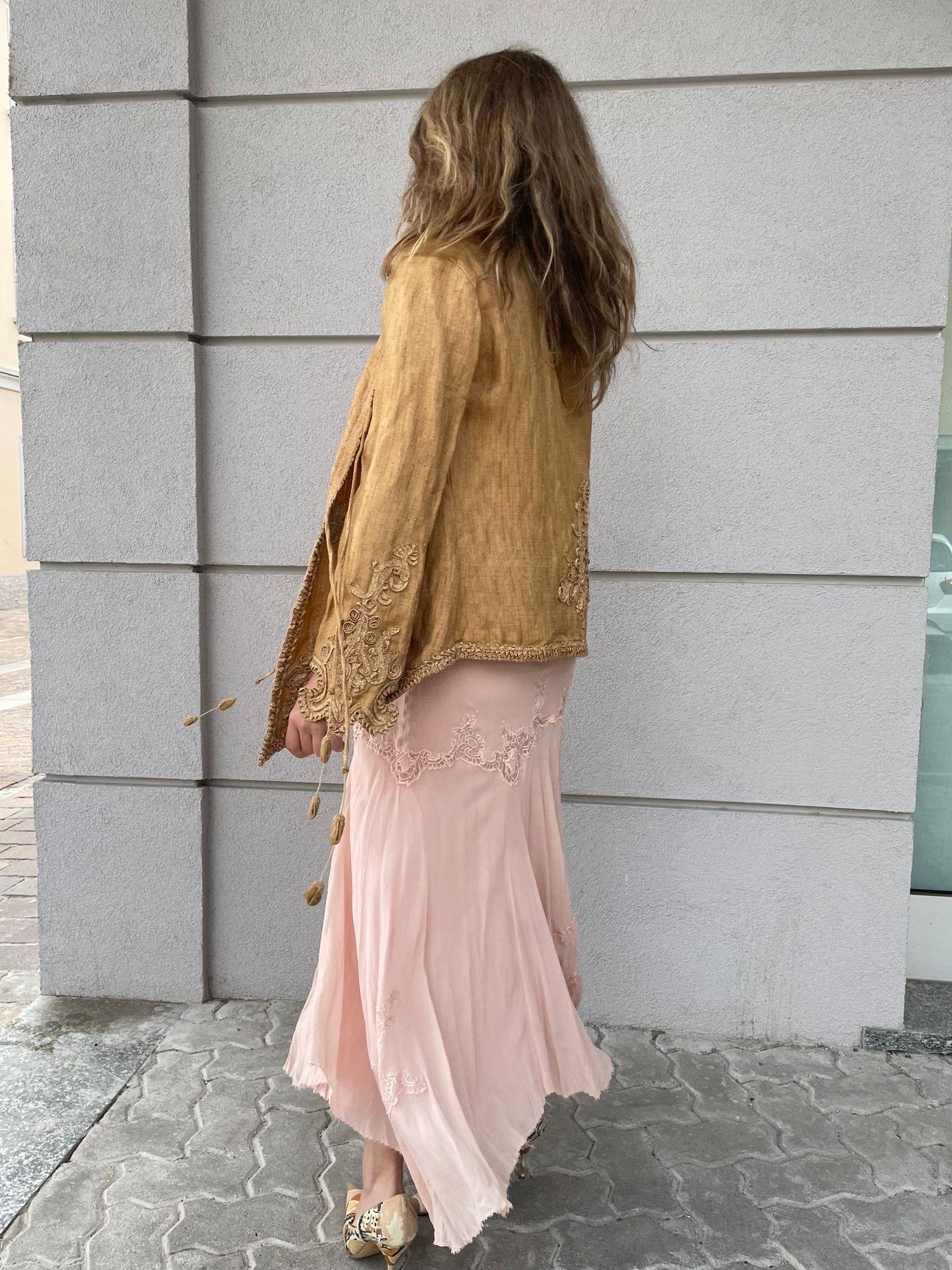 Ermanno Scervino long silk pink dress  10