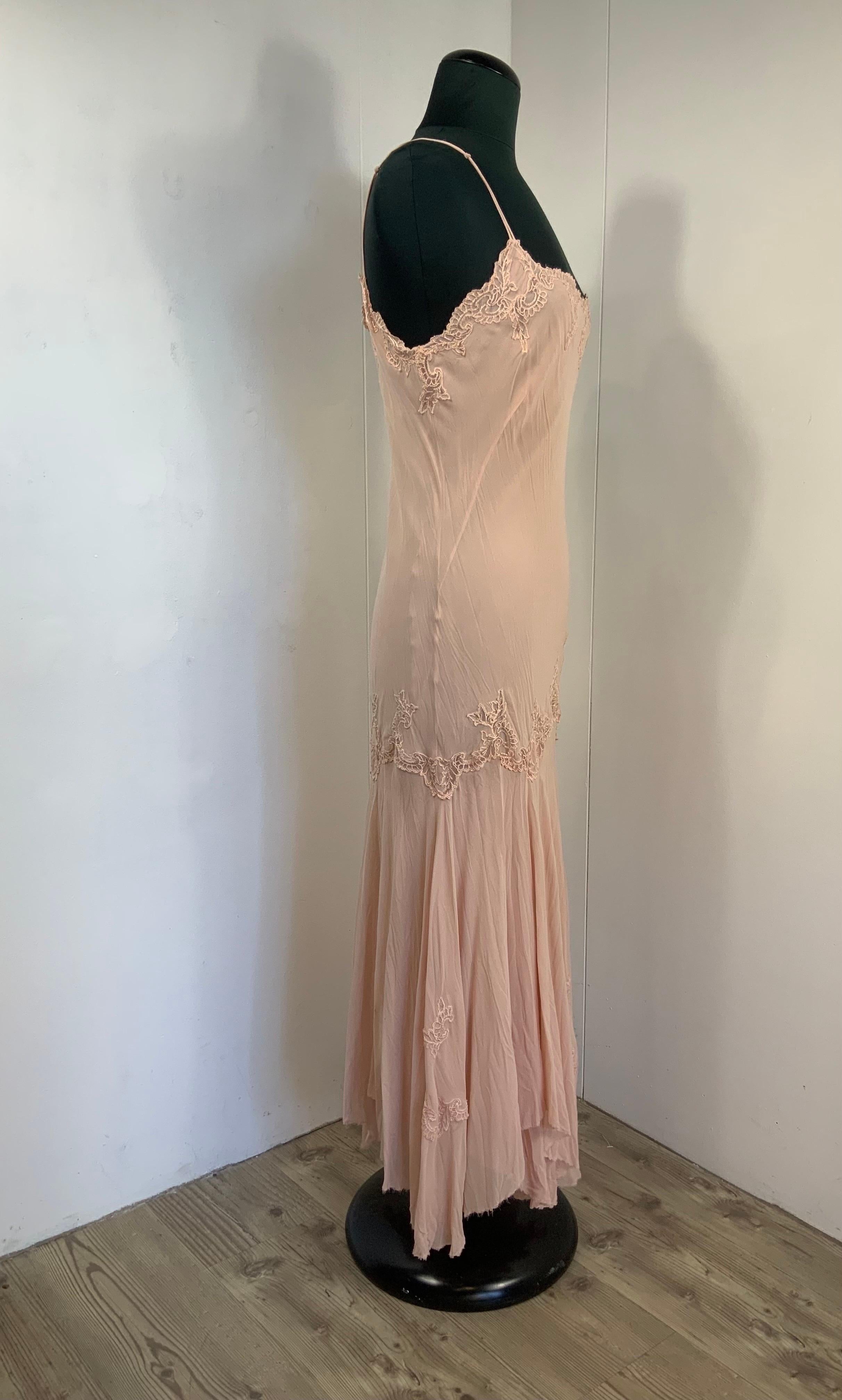 Brown Ermanno Scervino long silk pink dress 