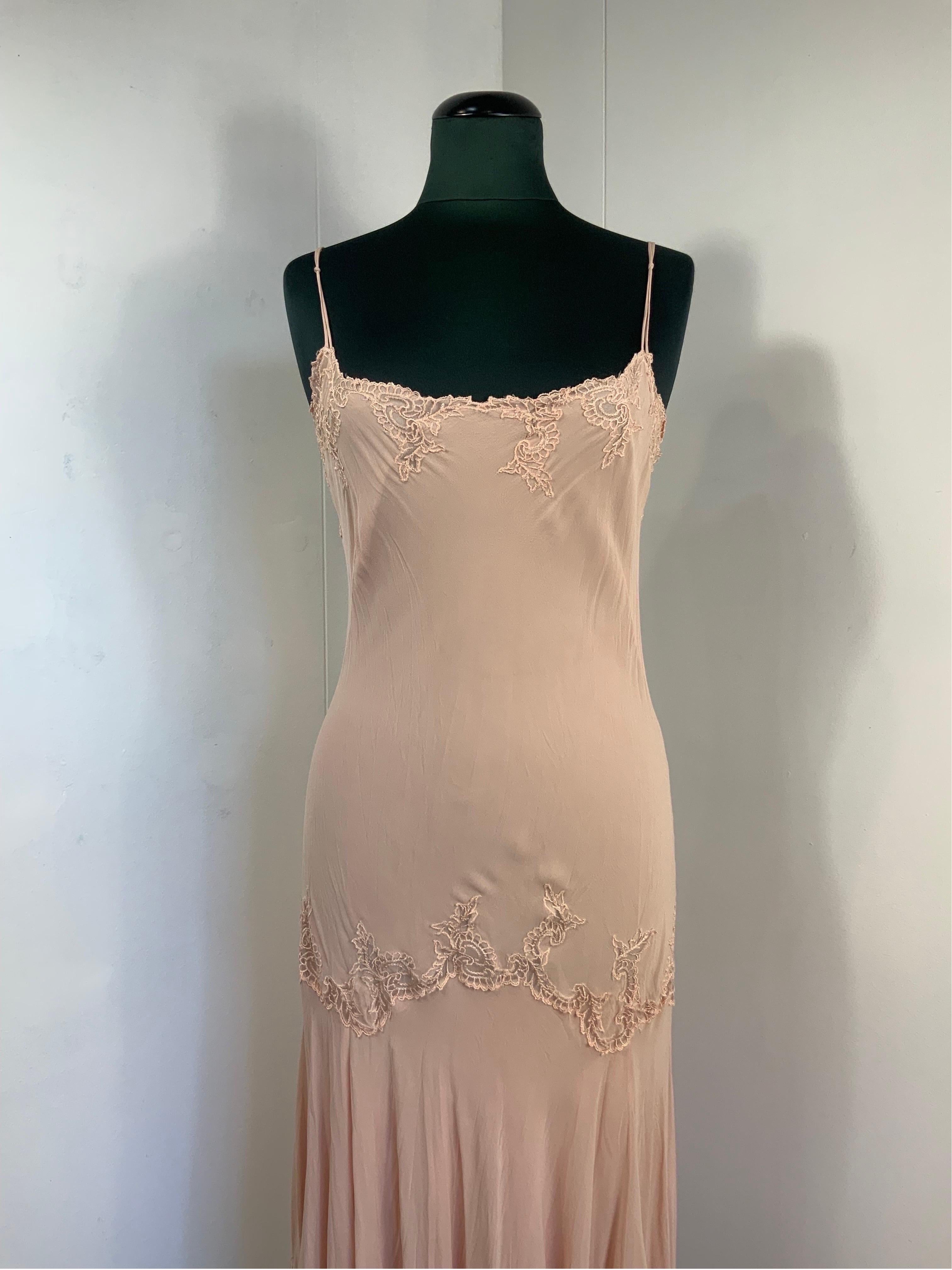 Ermanno Scervino long silk pink dress  1