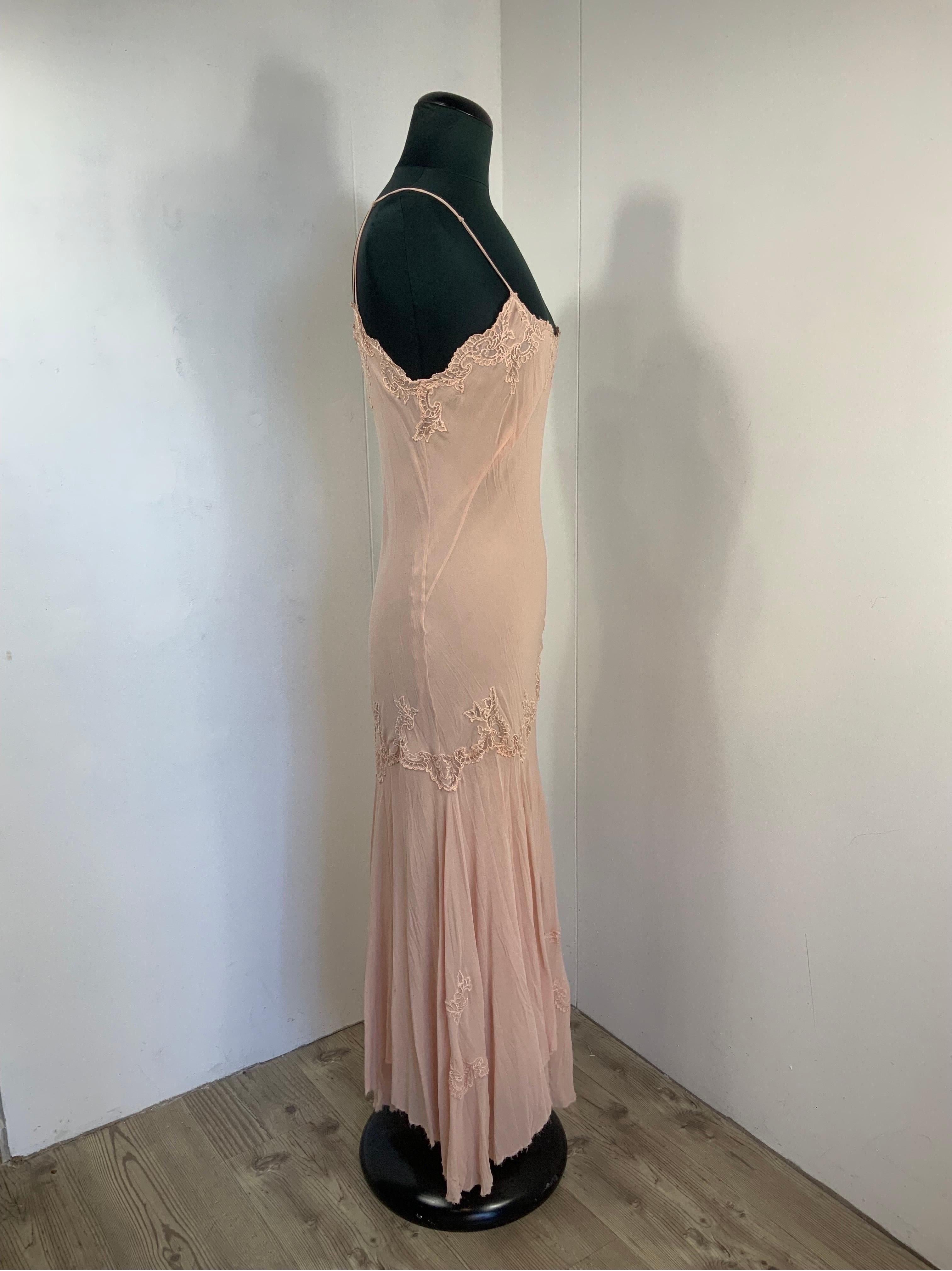 Ermanno Scervino long silk pink dress  2
