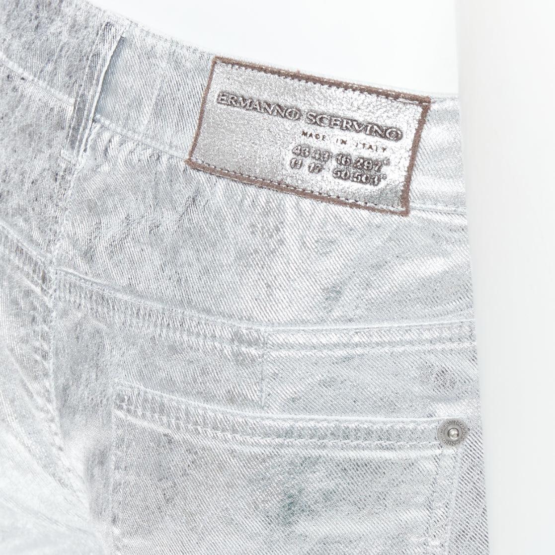 ERMANNO SCERVINO metallic silver coated cotton blend shorts IT38 XS
Reference: CNLE/A00398
Brand: Ermanno Scervino
Material: Cotton, Blend
Color: Silver
Pattern: Solid
Closure: Zip Fly
Extra Details: Silver coated cotton.
Made in: