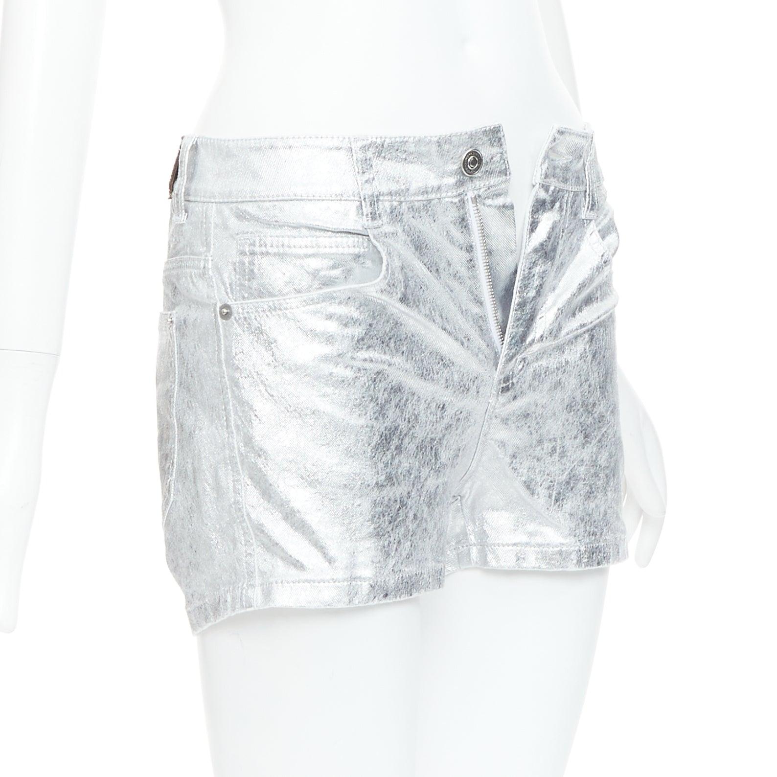 Silver ERMANNO SCERVINO metallic silver coated cotton blend shorts IT38 XS For Sale