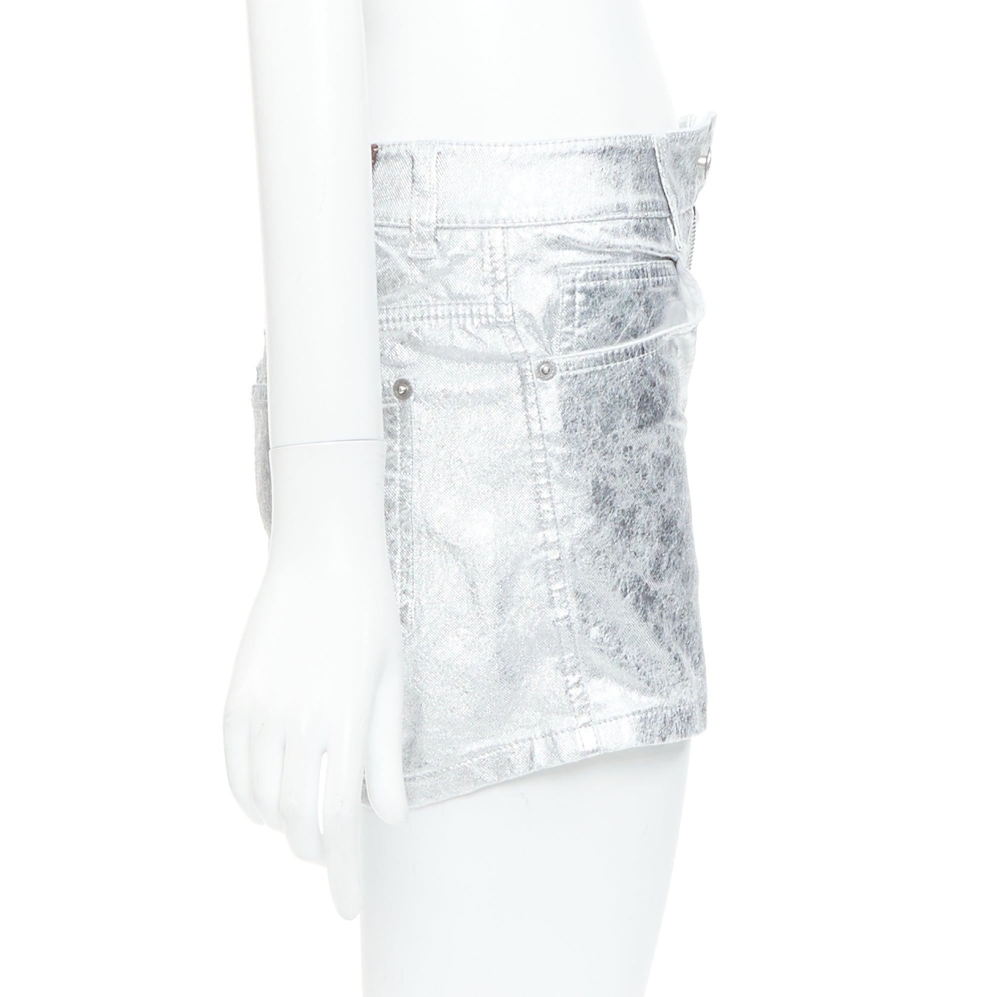 ERMANNO SCERVINO metallic silver coated cotton blend shorts IT38 XS In Excellent Condition For Sale In Hong Kong, NT
