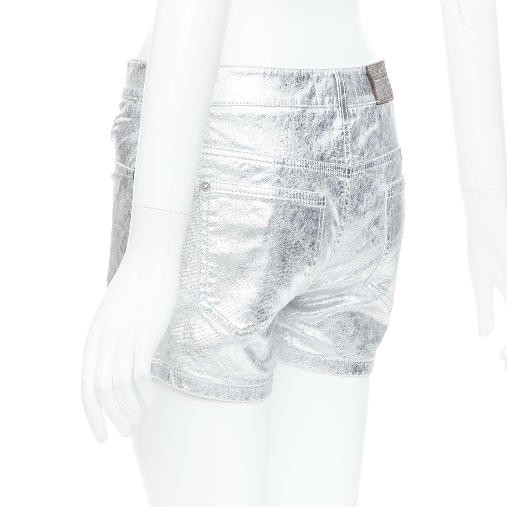 ERMANNO SCERVINO metallic silver coated cotton blend shorts IT38 XS For Sale 1