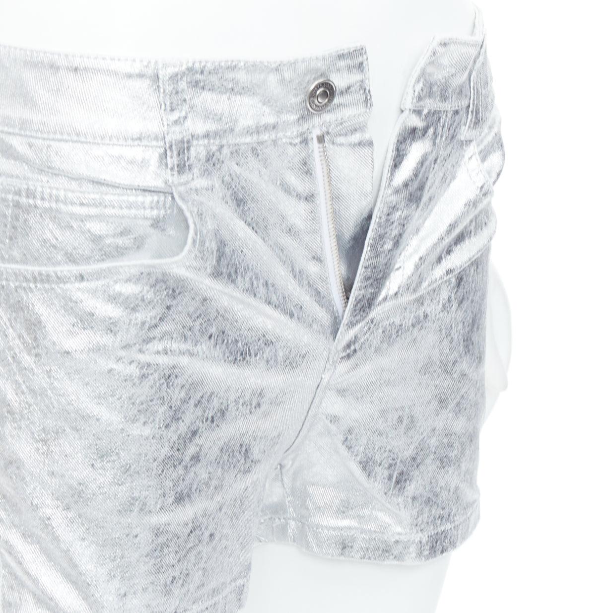 ERMANNO SCERVINO metallic silver coated cotton blend shorts IT38 XS For Sale 2