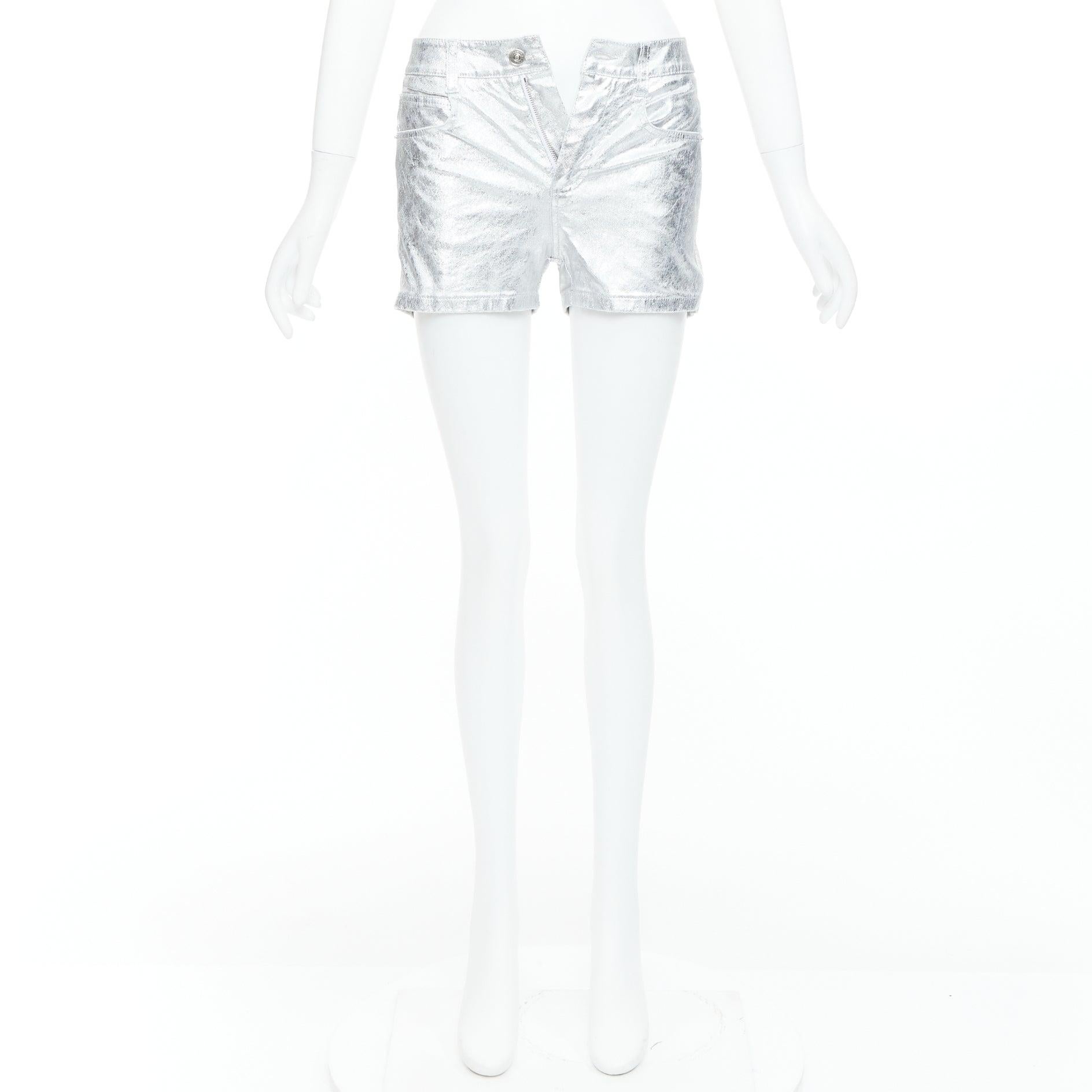 ERMANNO SCERVINO metallic silver coated cotton blend shorts IT38 XS For Sale 4