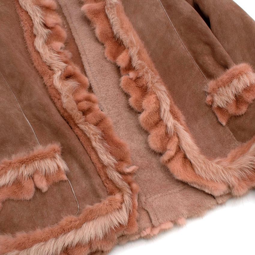 Women's or Men's Ermanno Scervino Mink Fur Trimmed Lambs Suede Jacket - Size US2 For Sale