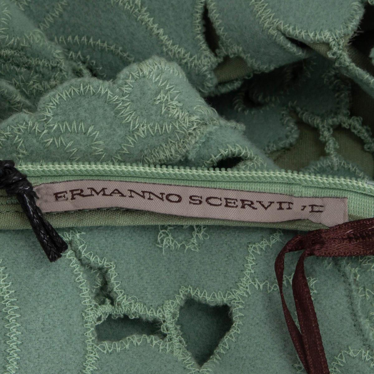 ERMANNO SCERVINO mint green EMBROIDERED LACE MINI Dress S In Excellent Condition For Sale In Zürich, CH