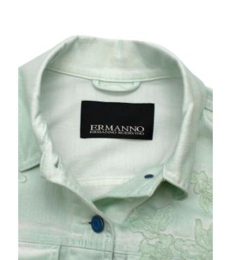 Women's Ermanno Scervino Mint Green Lace Detail Denim Jacket For Sale