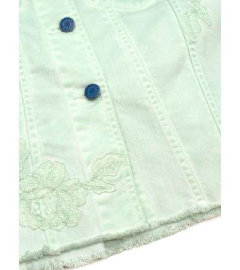 Ermanno Scervino Mint Green Lace Detail Denim Jacket For Sale 1