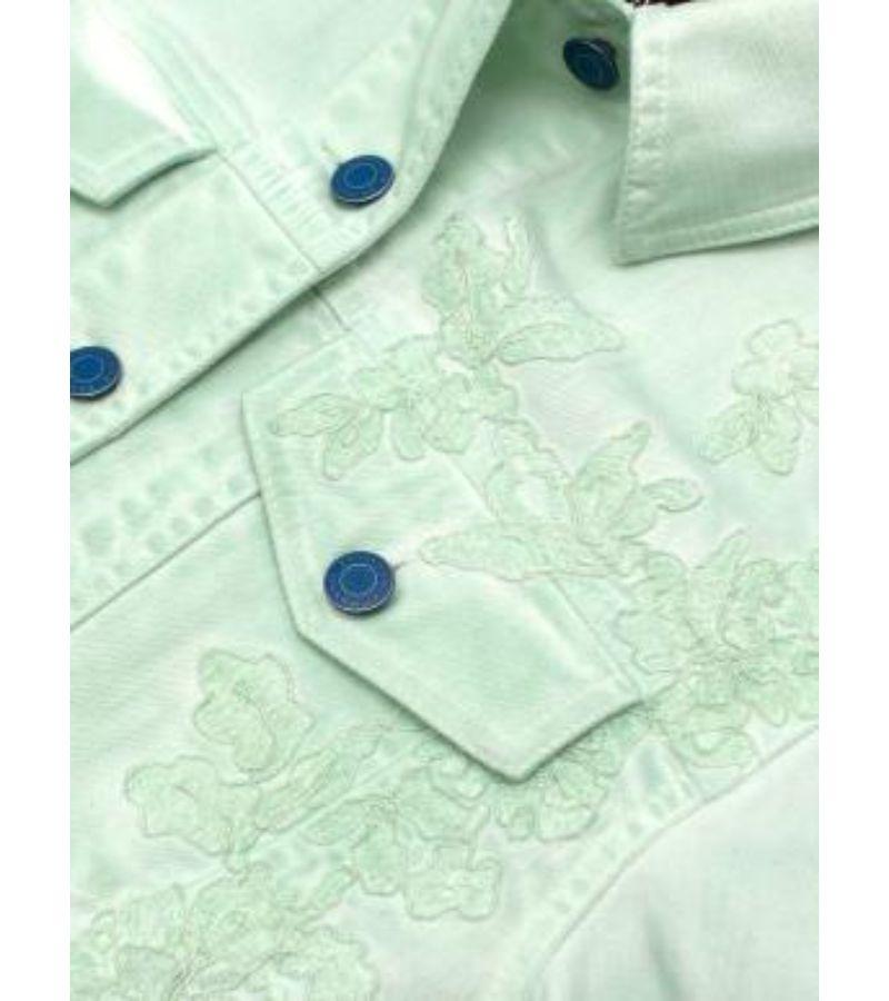 Ermanno Scervino Mint Green Lace Detail Denim Jacket For Sale 2