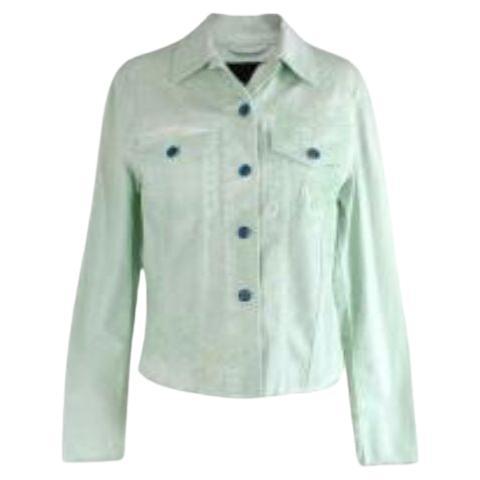 Ermanno Scervino Mint Green Lace Detail Denim Jacket For Sale
