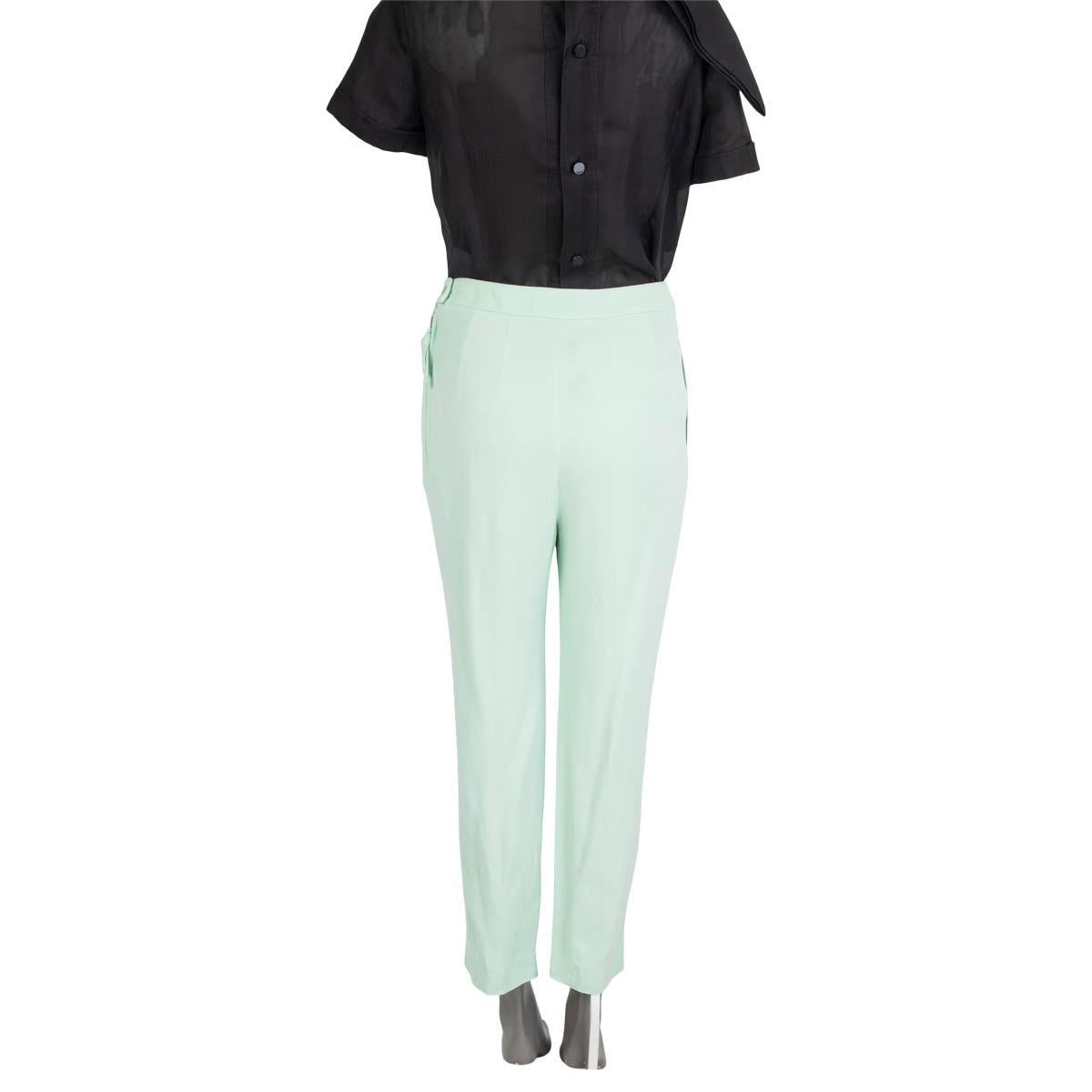 Gray ERMANNO SCERVINO mint green viscose PLEATED Pants 40 S For Sale