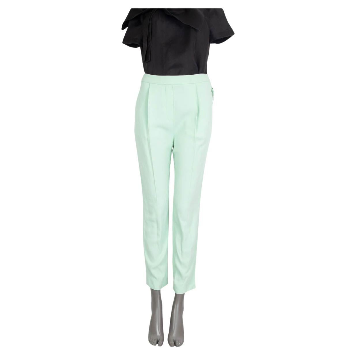 ERMANNO SCERVINO mint green viscose PLEATED Pants 40 S For Sale