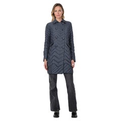 Ermanno Scervino Navy Quilted Mid Length Puffer Jacket Size S
