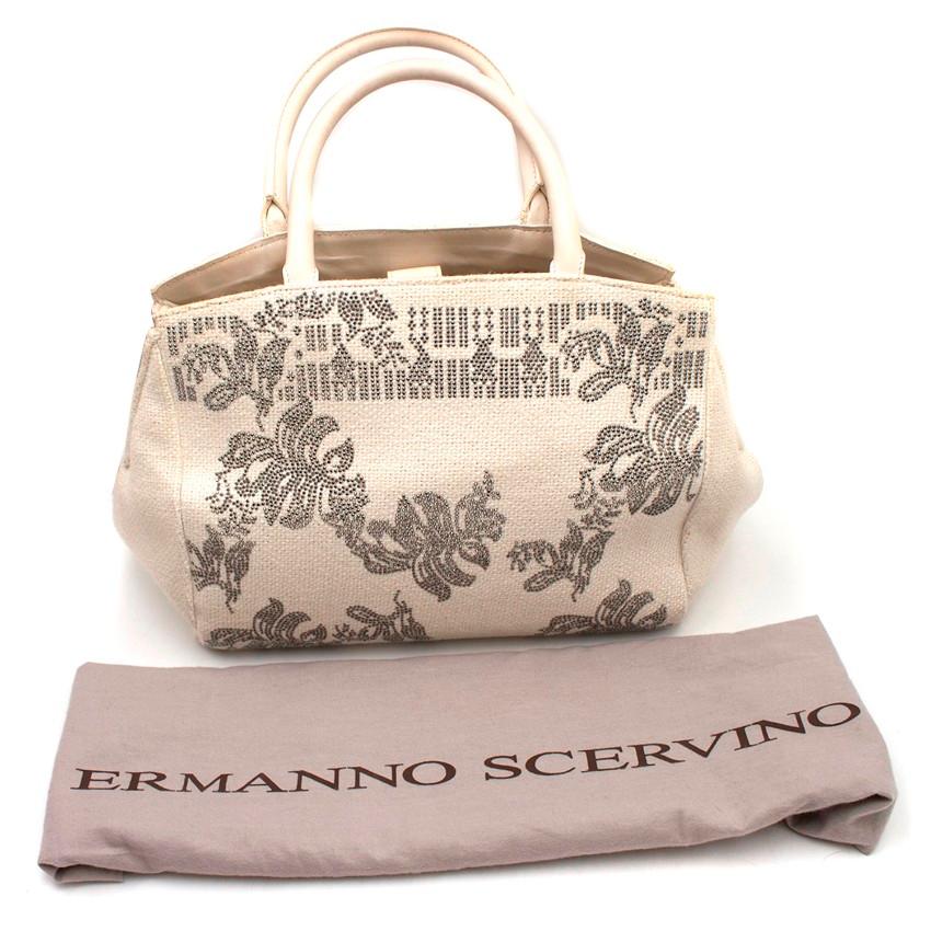 Ermanno Scervino Off White Floral Crystal Embellished Bag For Sale 4