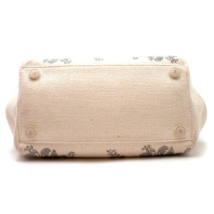 Ermanno Scervino Off White Floral Crystal Embellished Bag In Good Condition For Sale In London, GB