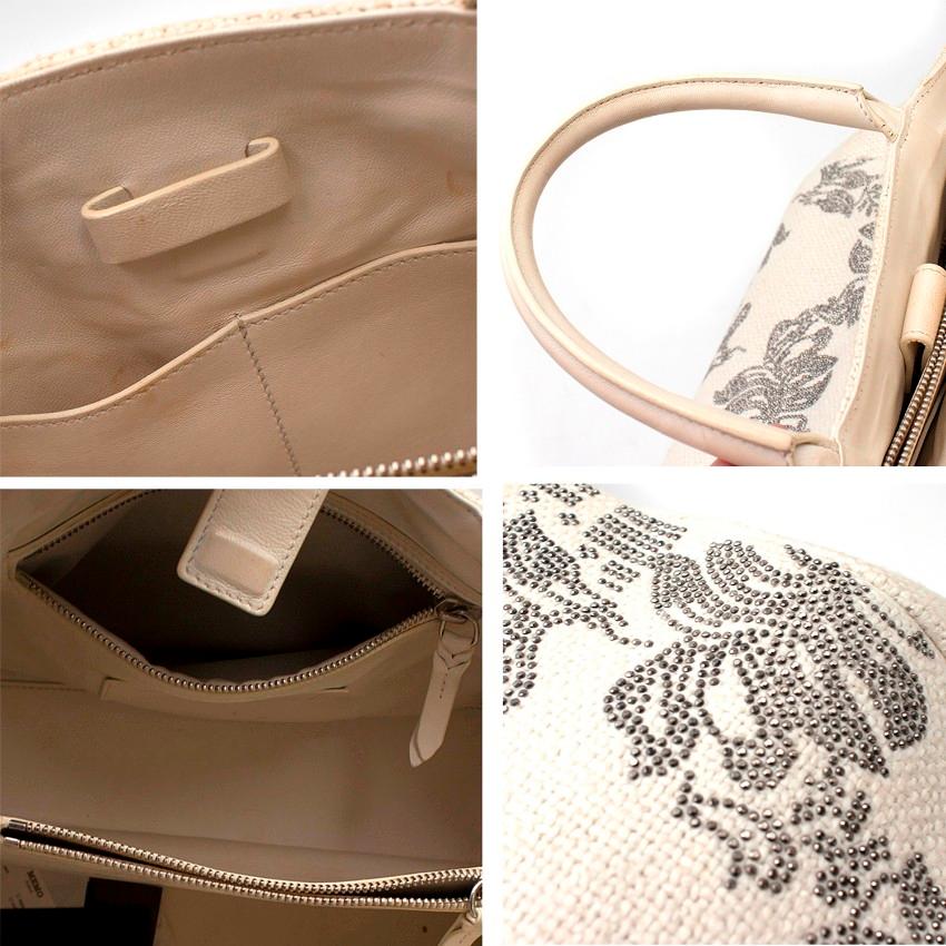 Ermanno Scervino Off White Floral Crystal Embellished Bag For Sale 2
