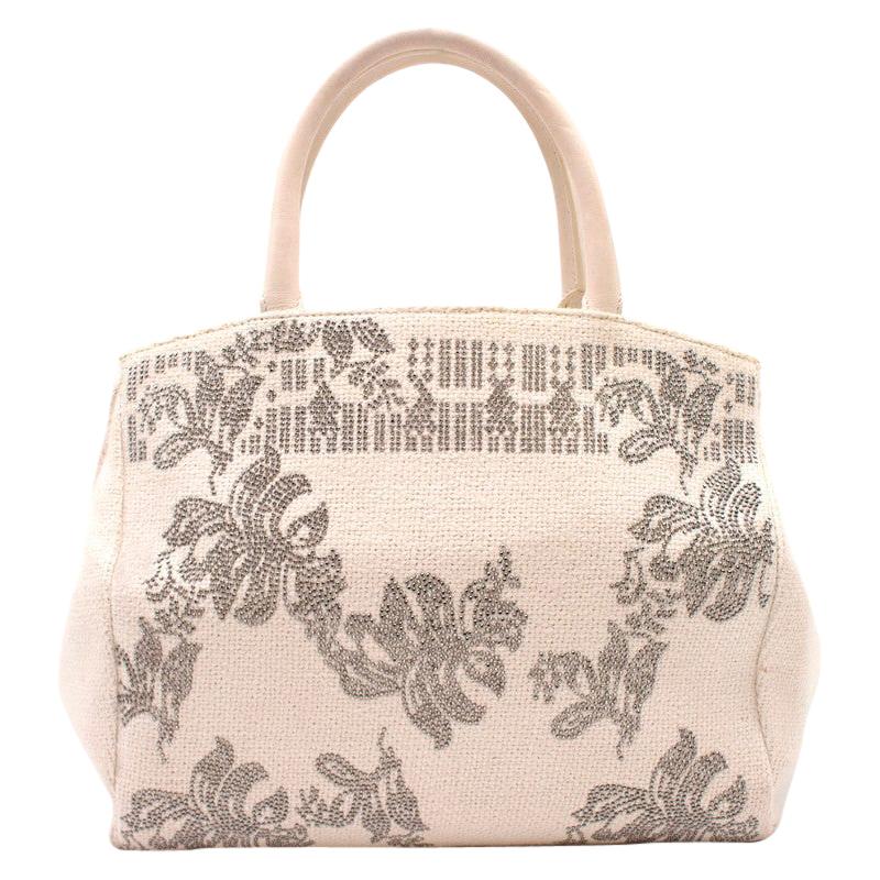 Ermanno Scervino Off White Floral Crystal Embellished Bag For Sale
